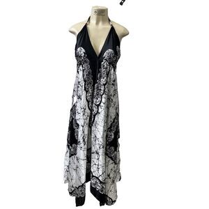 Advance Apparels 100% silk Scarf Dress V Neck Handkerchief Hem beach one size